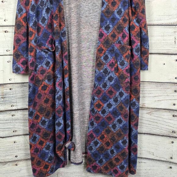 LuLaRoe Multicolor Geometric Print Long Duster Size XL - Picture 3 of 7